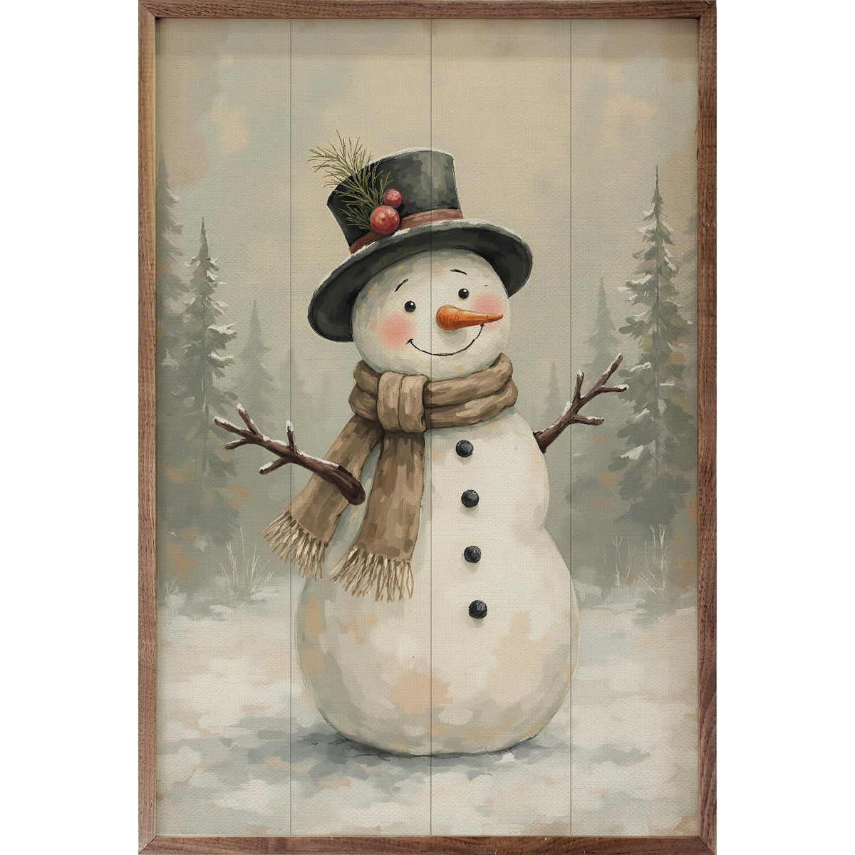 Snowman Printed and Framed Wall Sign