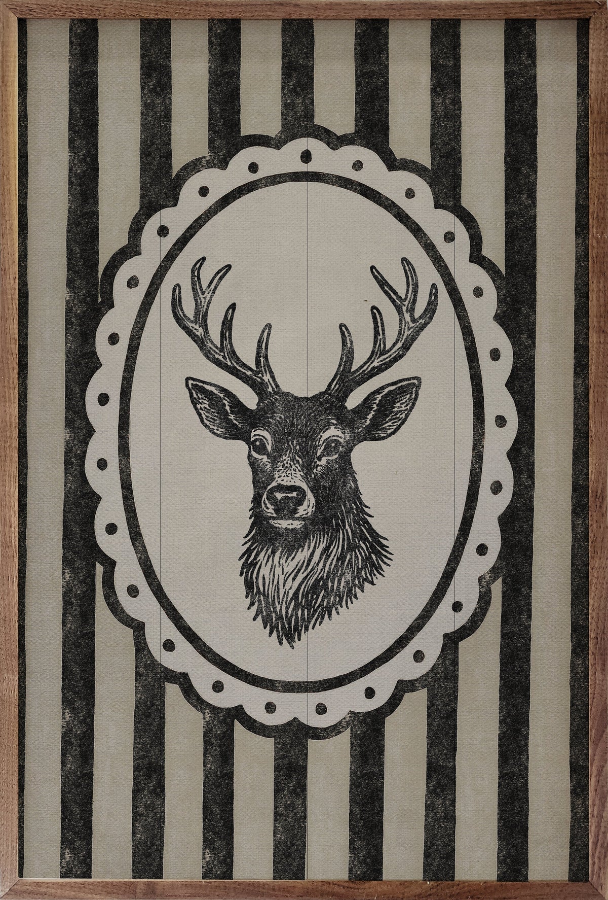 Vintage Reindeer Portrait Printed and Framed Wall Sign