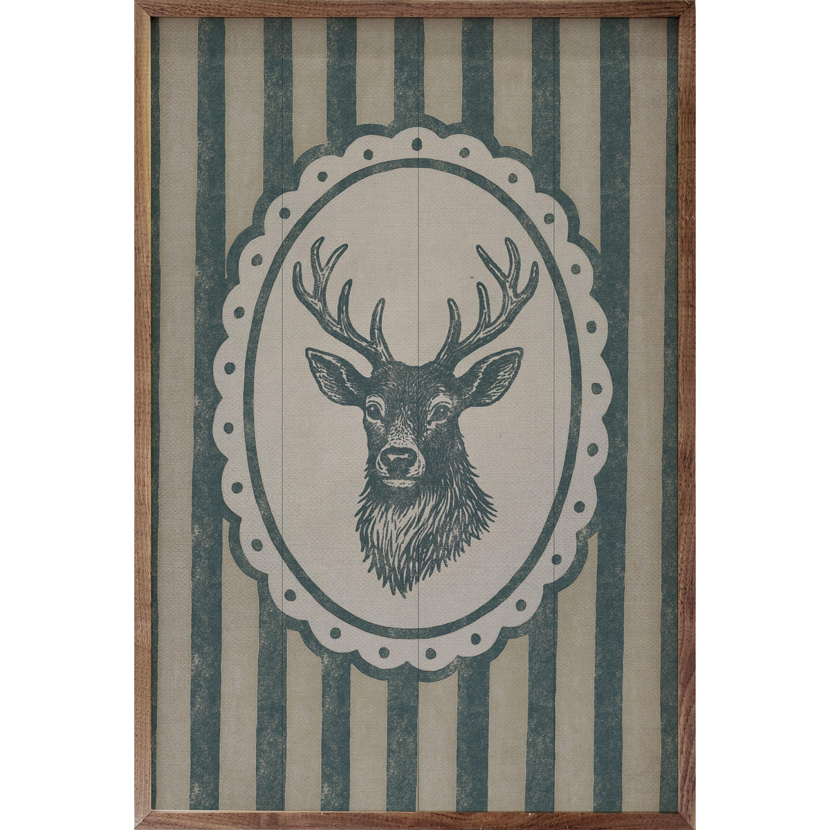 Vintage Reindeer Portrait Printed and Framed Wall Sign