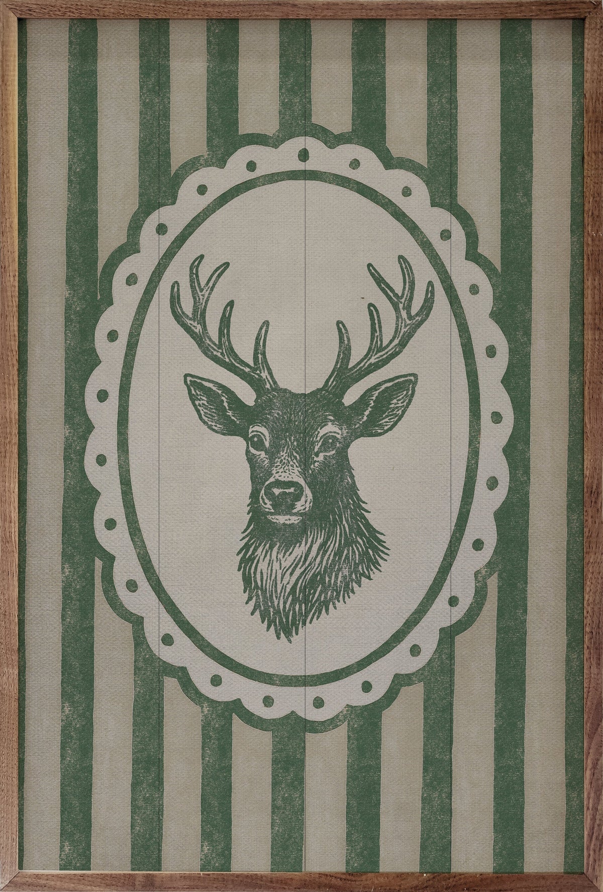 Vintage Reindeer Portrait Printed and Framed Wall Sign