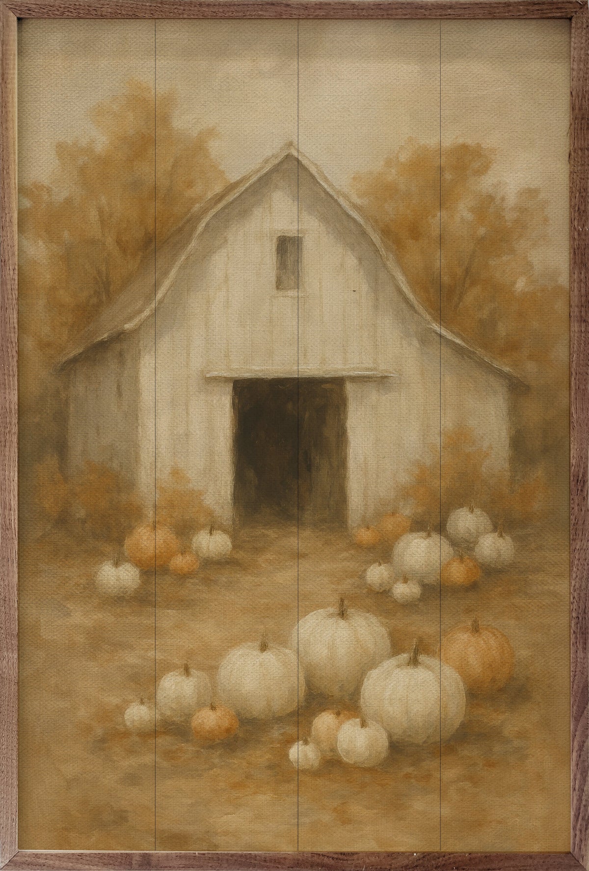 Vintage White Barn Pumpkin Patch Printed and Framed Wall Sign