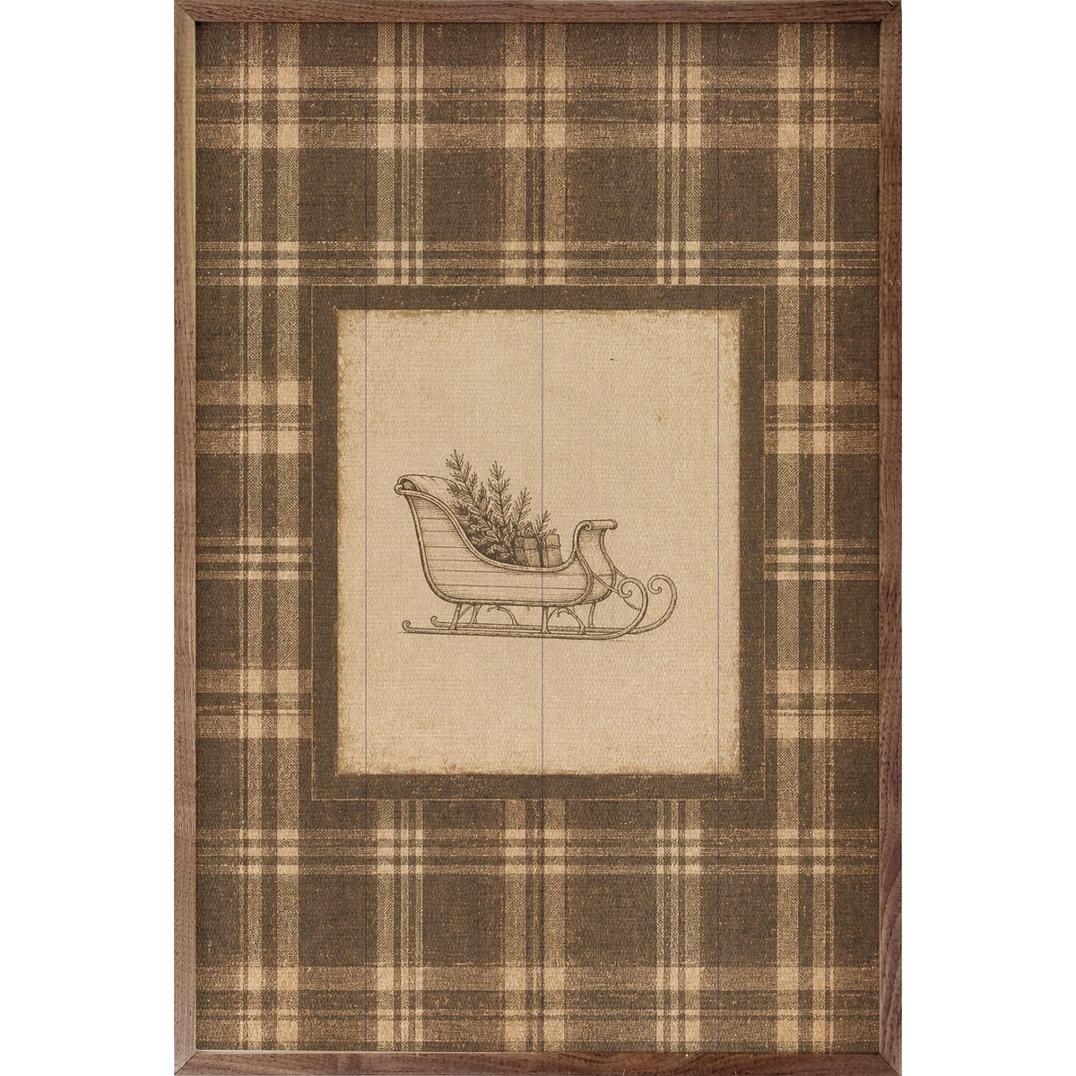Woodland Sleigh Plaid Printed and Framed Wall Sign