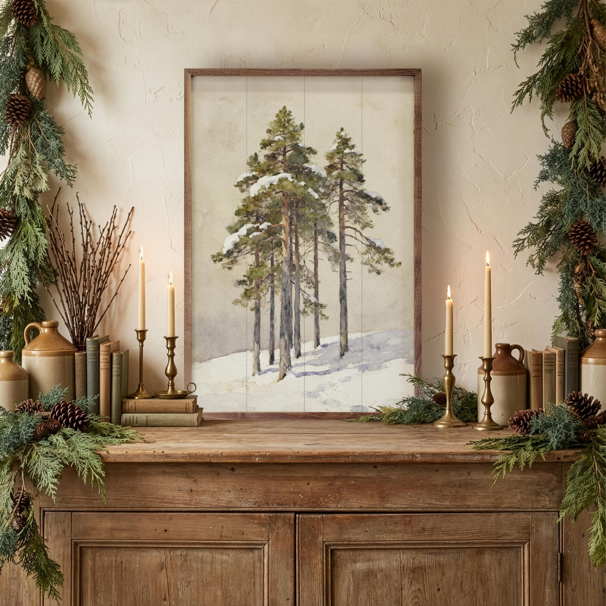 Group Of Cedar Trees Printed and Framed Wall Sign