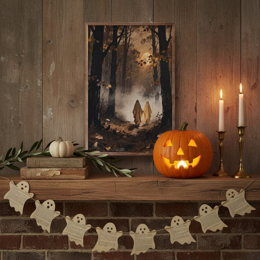 Two Ghosts Strolling The Timber Printed and Framed Wall Sign