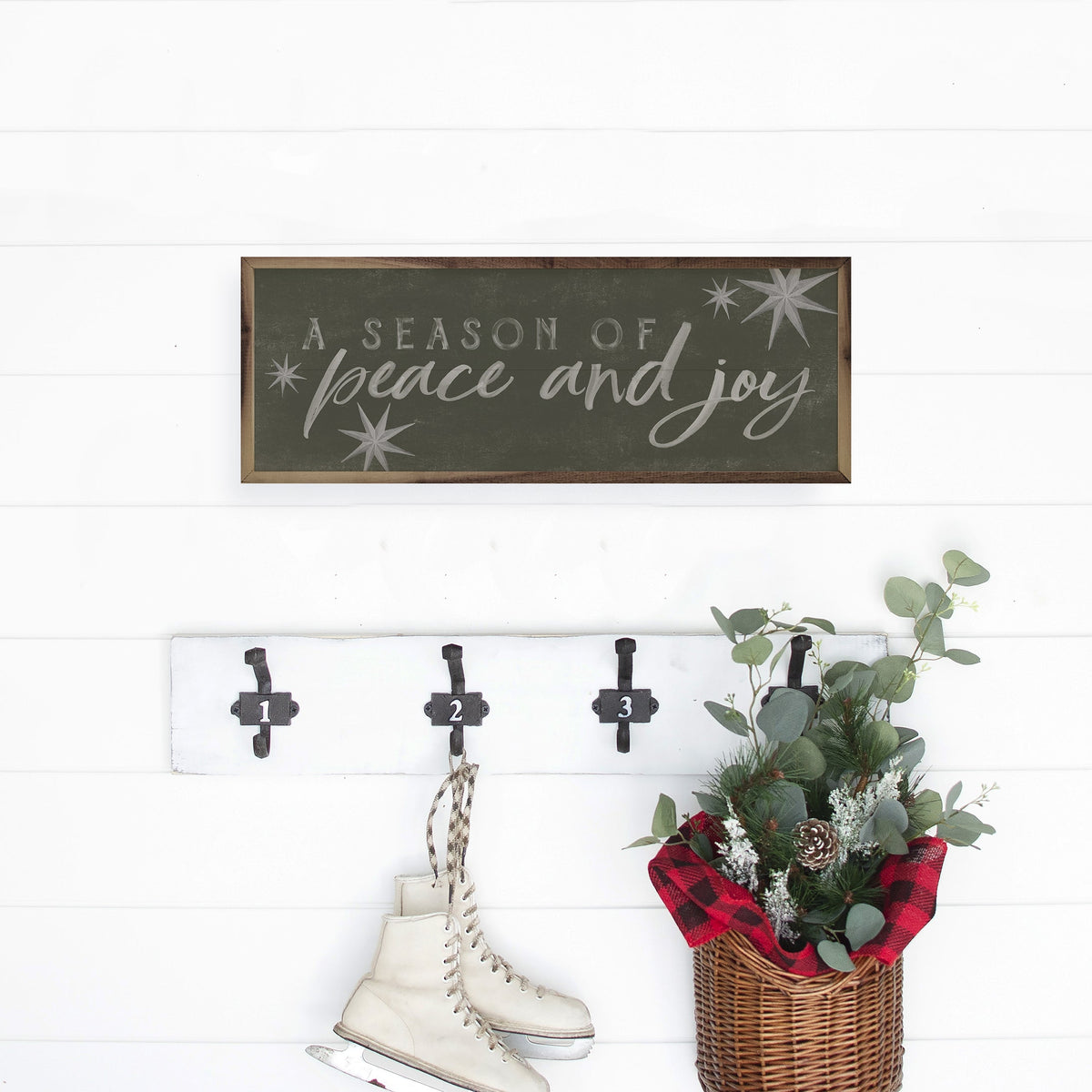A Season Of Peace And Joy Green Printed and Framed Wall Sign