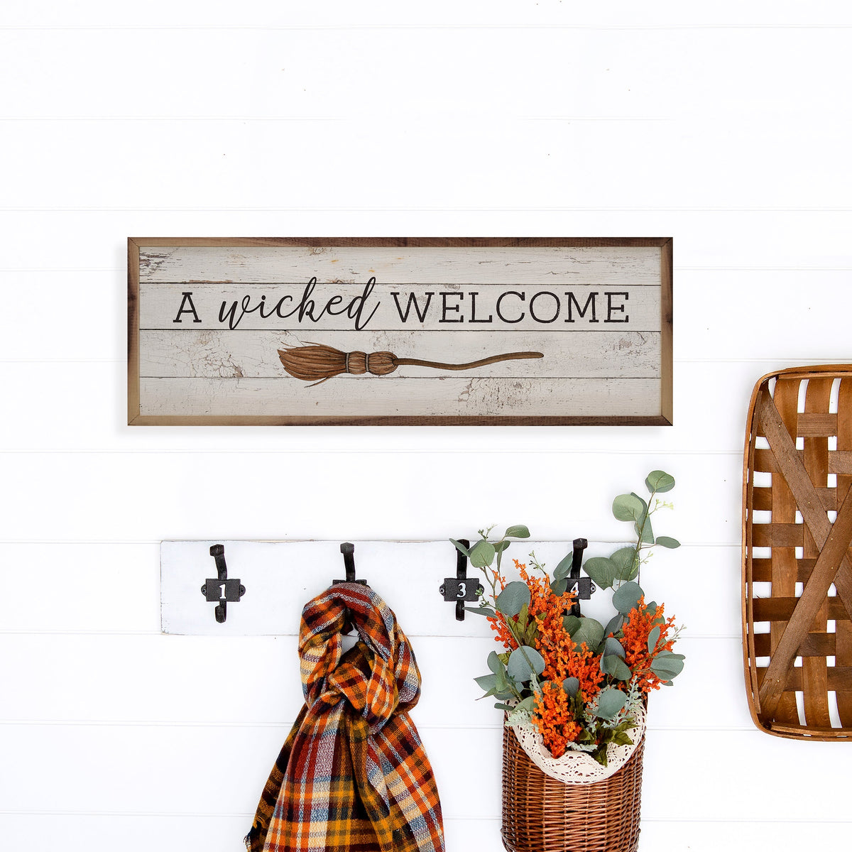 A Wicked Welcome Brown Whitewash Printed and Framed Wall Sign