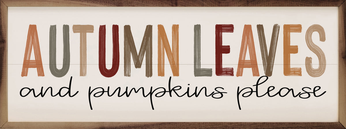 Autumn Leaves Colorful On White Printed and Framed Wall Sign