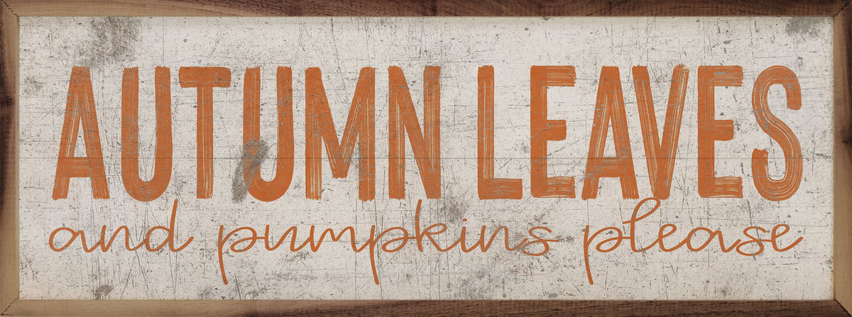 Autumn Leaves Orange On White Printed and Framed Wall Sign