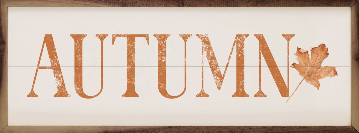 Autumn Orange Leaf White Printed and Framed Wall Sign