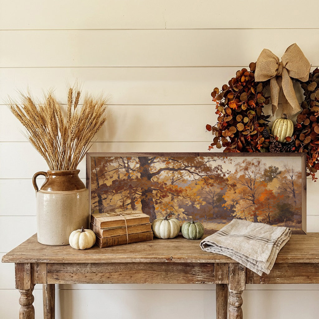 Autumn Trees In Golden Light Printed and Framed Wall Sign