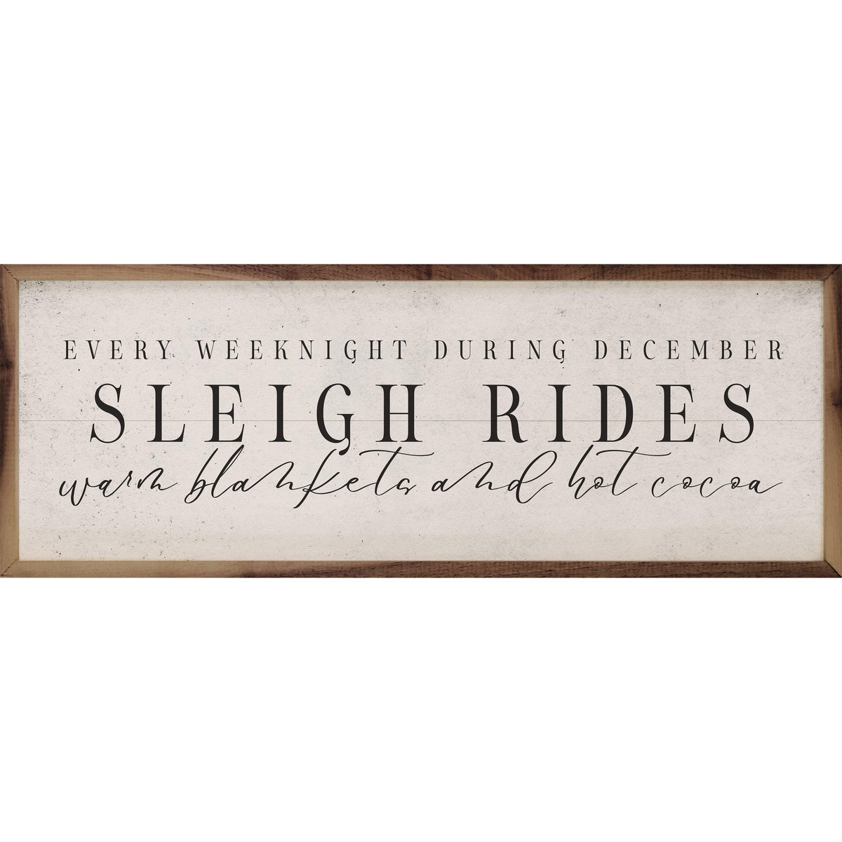 During December Sleigh Rides White Printed and Framed Wall Sign