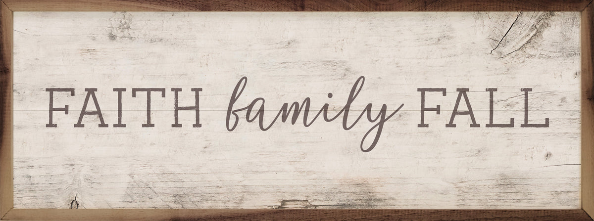 Faith Family Fall Whitewash Printed and Framed Wall Sign