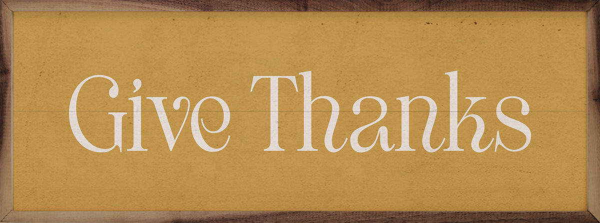 Fancy Give Thanks Gold Printed and Framed Wall Sign