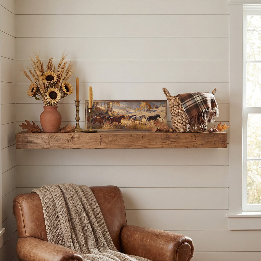 Field Of Horses In Autumn Printed and Framed Wall Sign