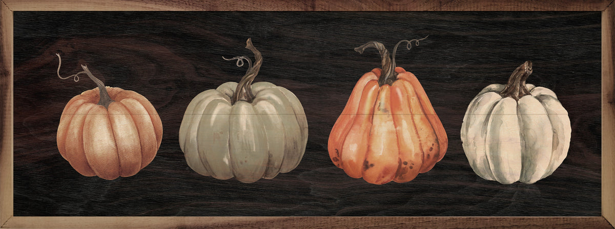 Four Pumpkins Black Printed and Framed Wall Sign