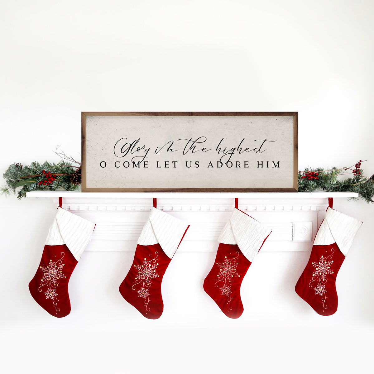 Glory In The Highest White Printed and Framed Wall Sign