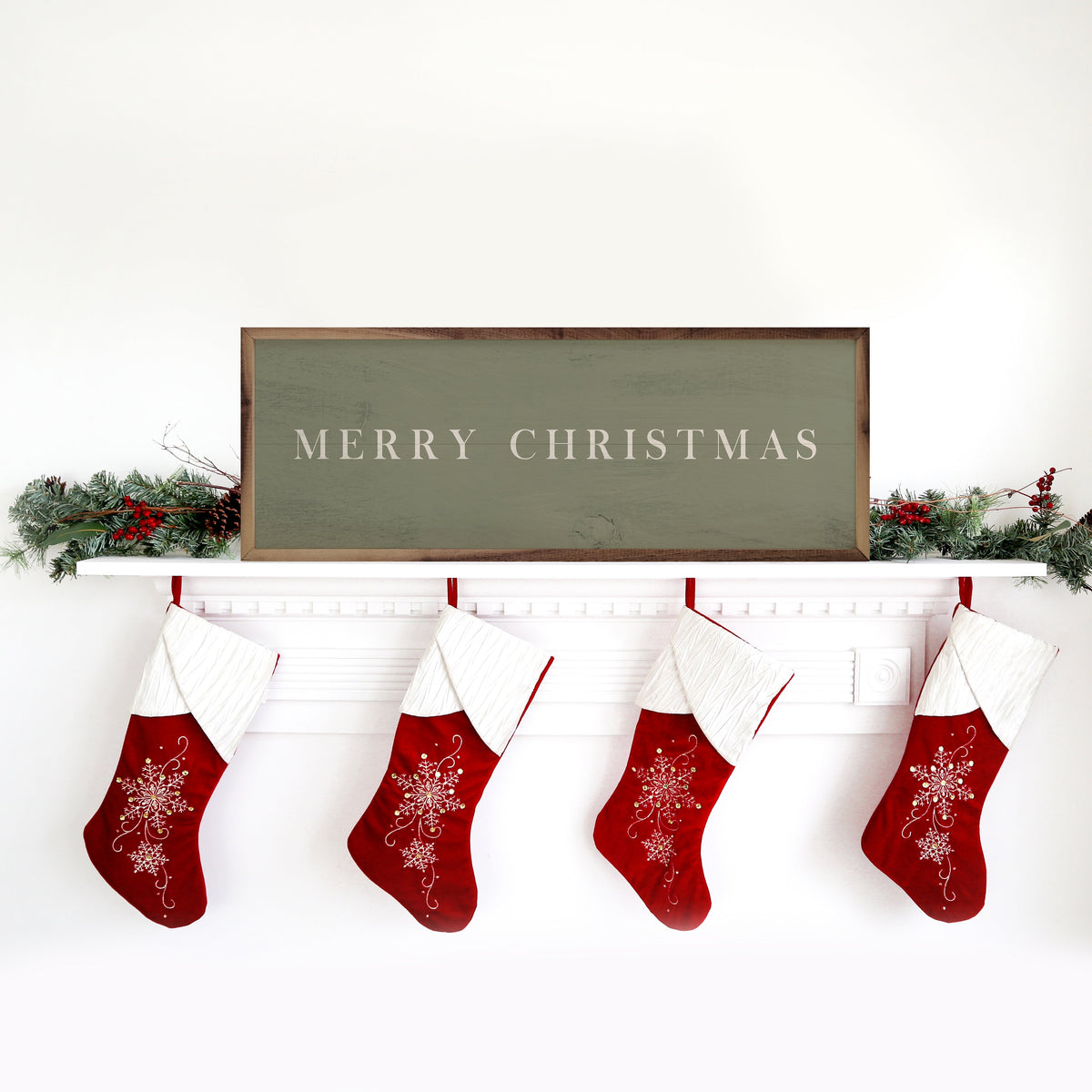 Merry Christmas Typewriter Green Printed and Framed Wall Sign