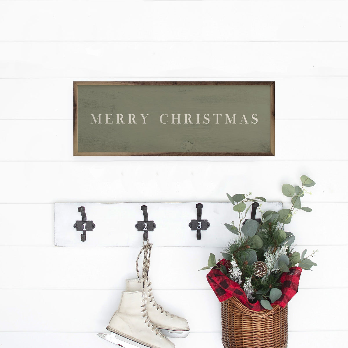 Merry Christmas Typewriter Green Printed and Framed Wall Sign
