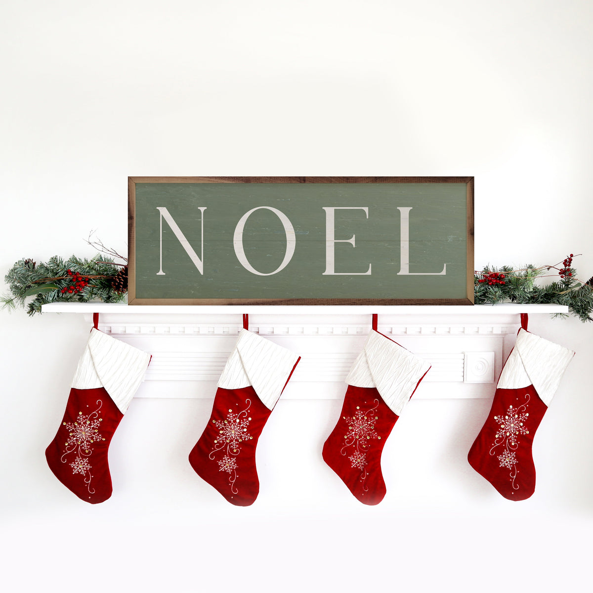 Noel Typewriter Green Printed and Framed Wall Sign