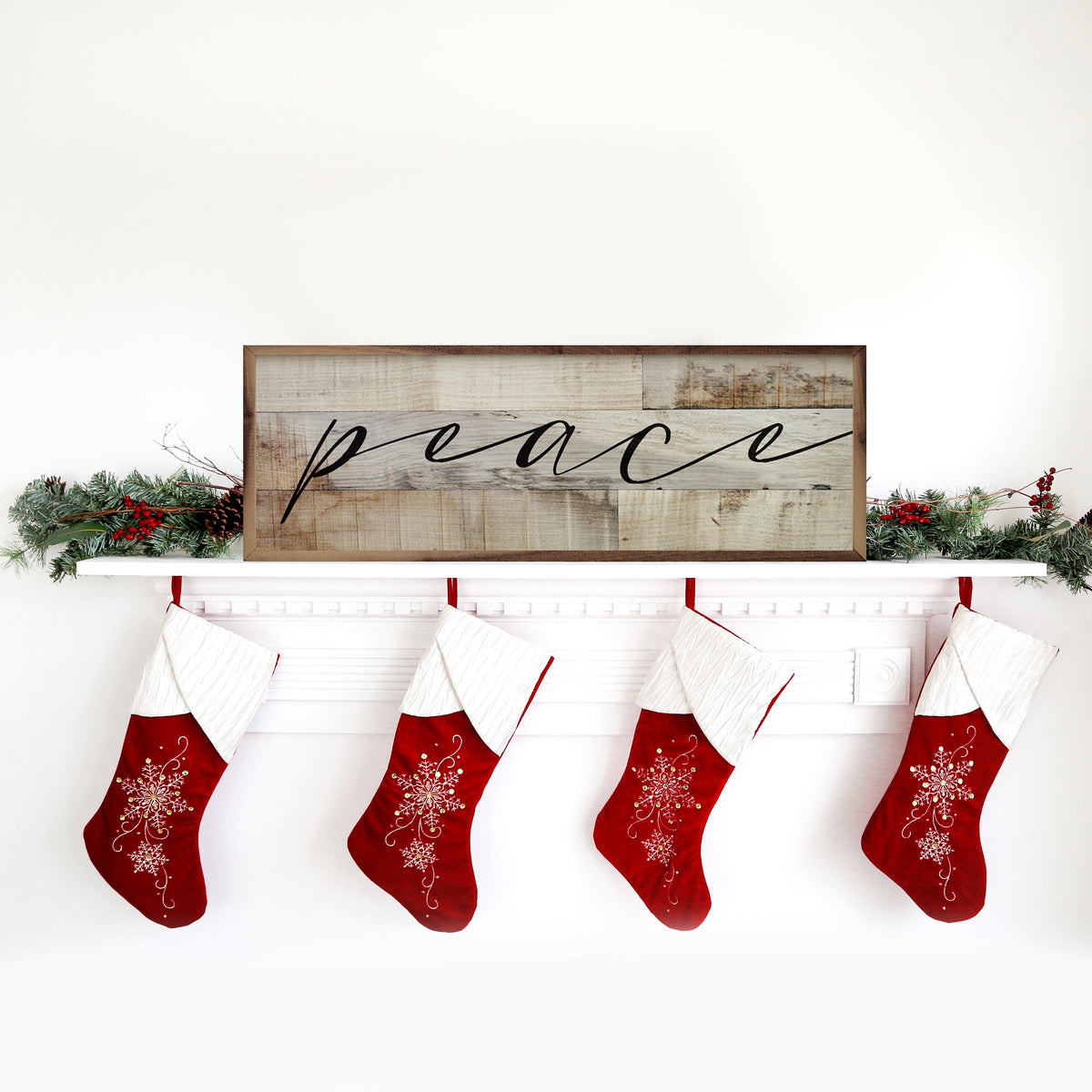 Peace Whitewash Printed and Framed Wall Sign