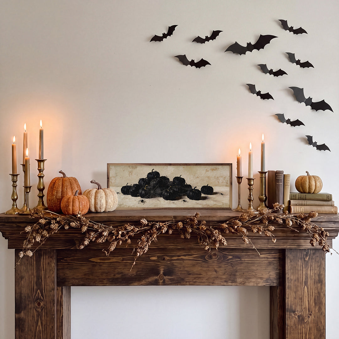 Pumpkins And Spiders Printed and Framed Wall Sign