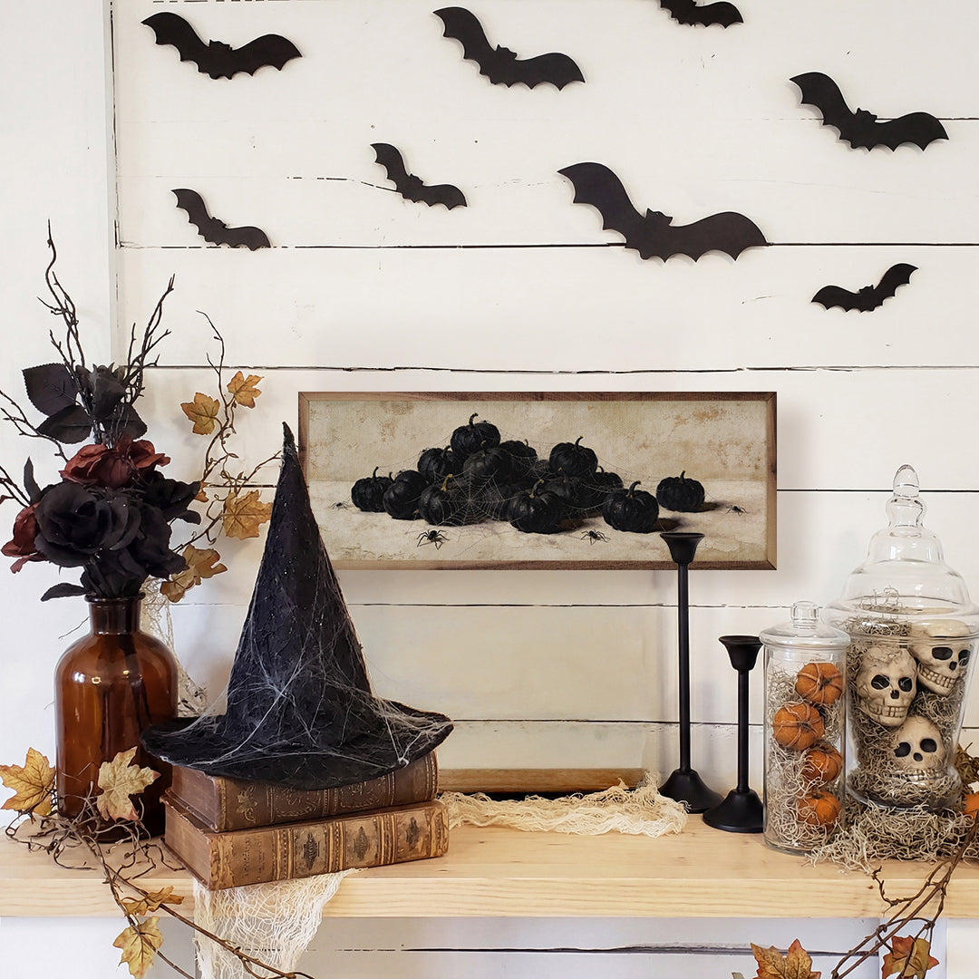 Pumpkins And Spiders Printed and Framed Wall Sign