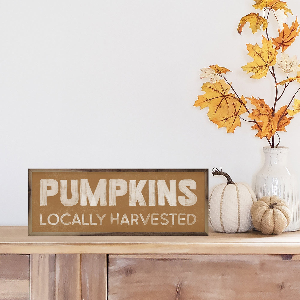 Pumpkins Locally Harvested Orange Printed and Framed Wall Sign