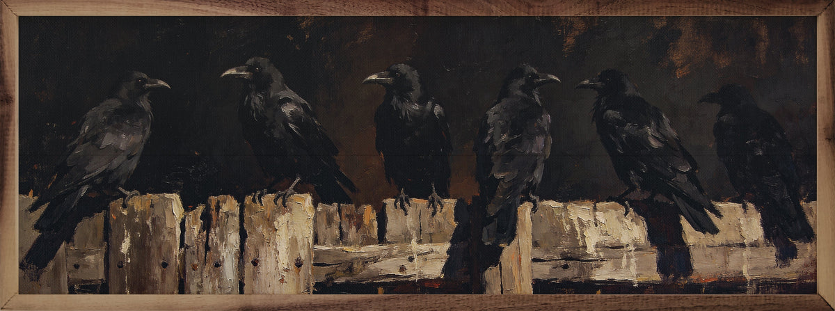 Ravens On The Fence Printed and Framed Wall Sign