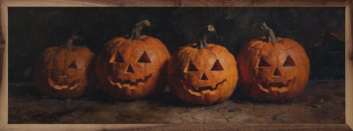 Row Of Jack O Lanterns Printed and Framed Wall Sign