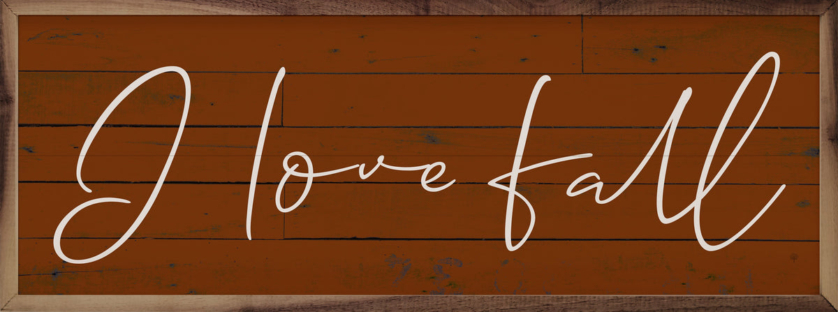 Set I Love Fall Orange Printed and Framed Wall Sign