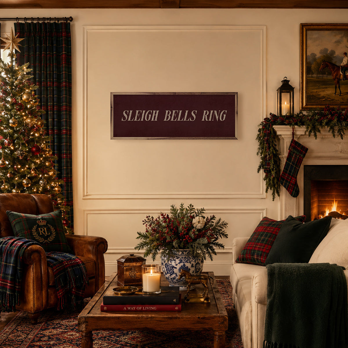 Sleigh Bells Ring Printed and Framed Wall Sign