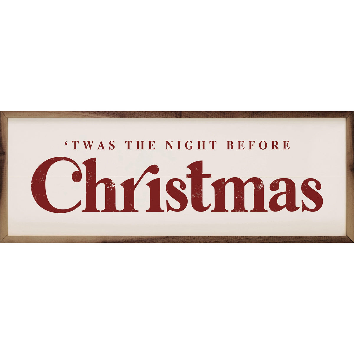 Twas The Night Before Christmas Red With White Printed and Framed Wall Sign