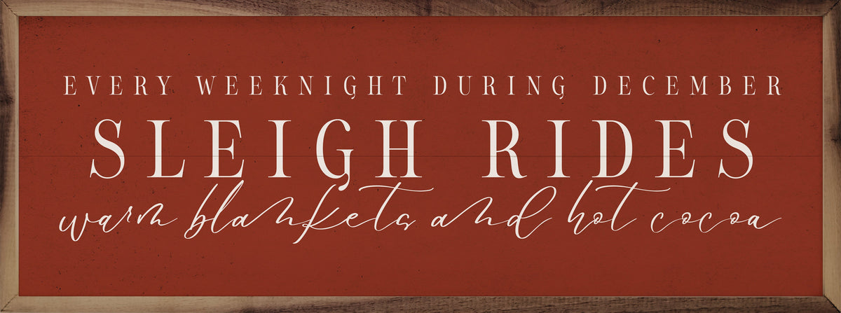 During December Sleigh Rides White Printed and Framed Wall Sign