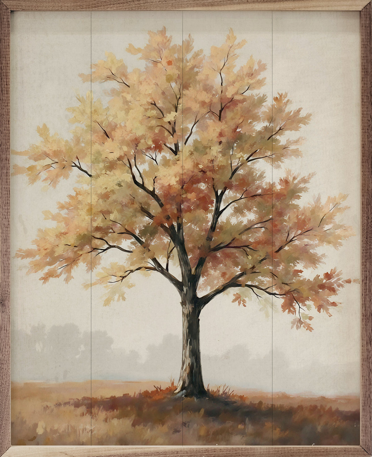 Autumn Tree On Hill Printed and Framed Wall Sign