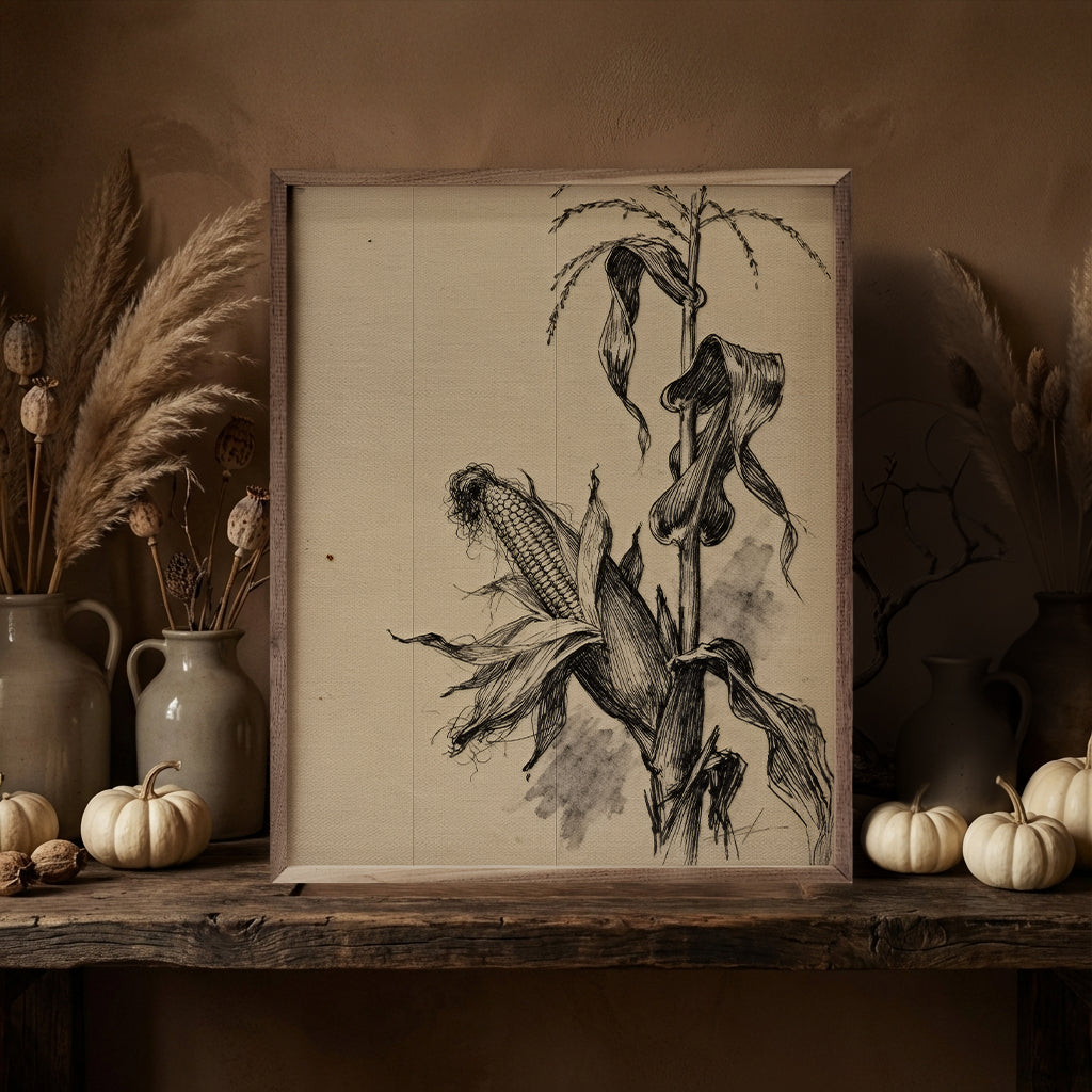 Corn Stalk Printed and Framed Wall Sign
