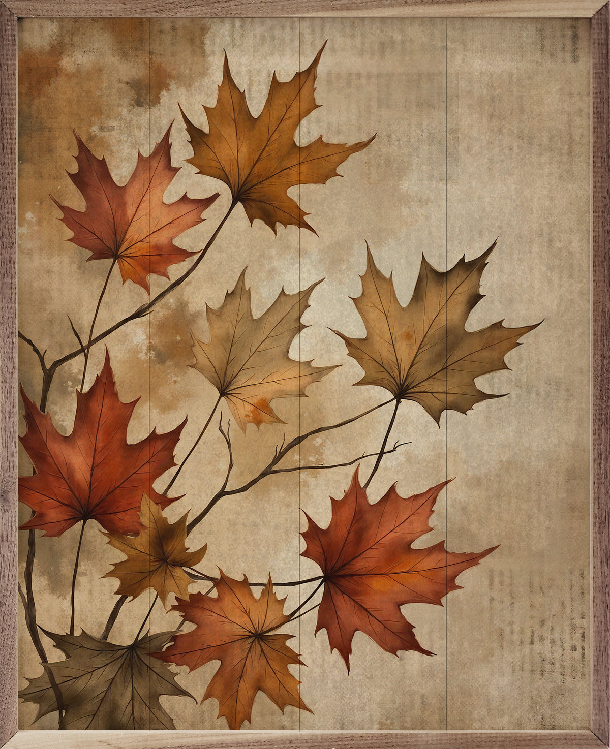 Fall Leaves Printed and Framed Wall Sign