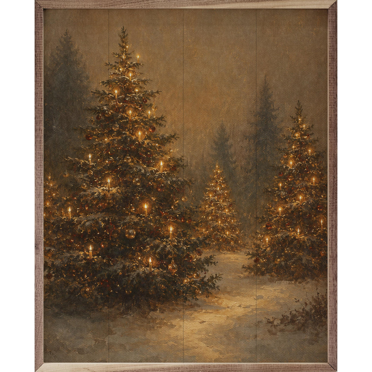 Lantern Glow Christmas Trees Printed and Framed Wall Sign