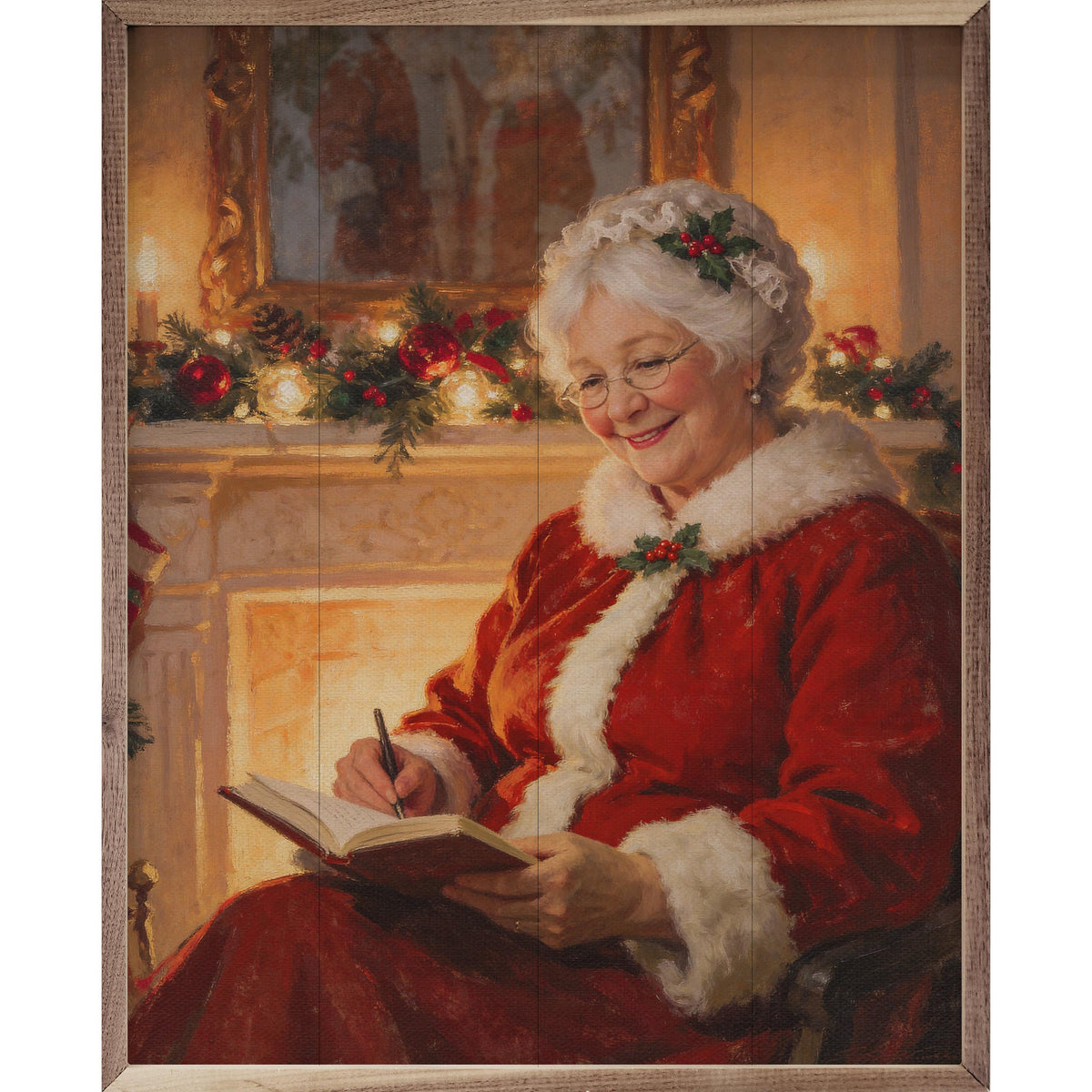 Mrs Claus Journal And Pen Printed and Framed Wall Sign