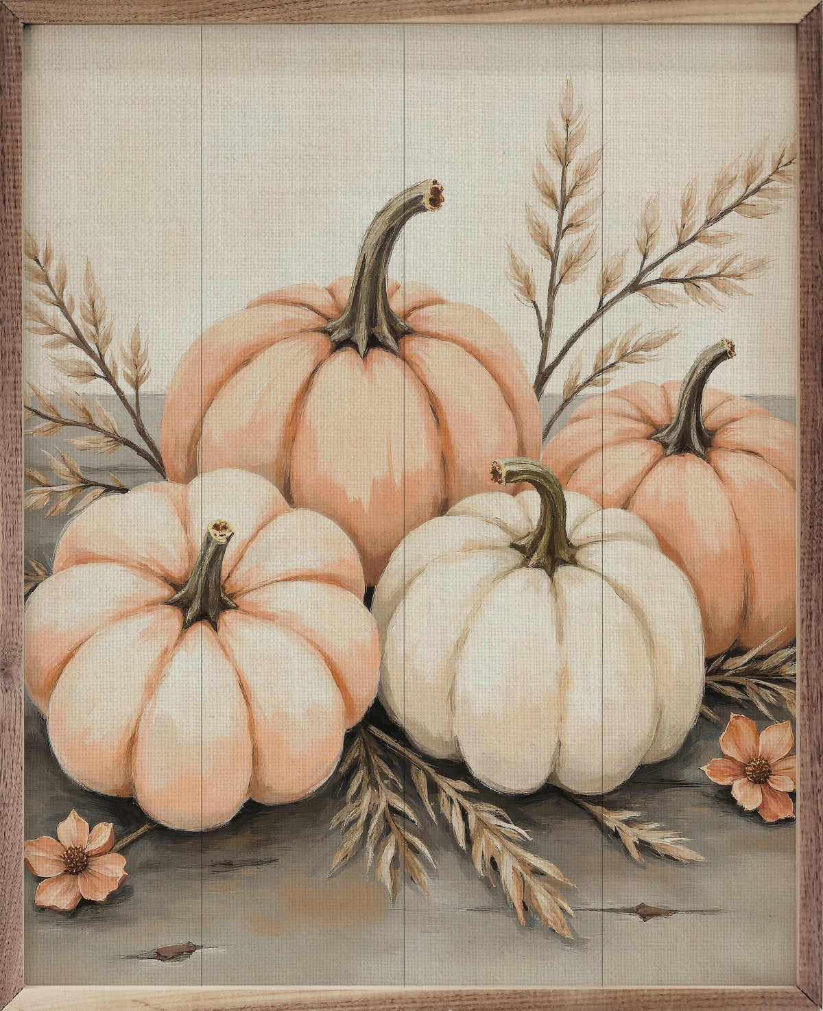 Pumpkins And Grass Printed and Framed Wall Sign