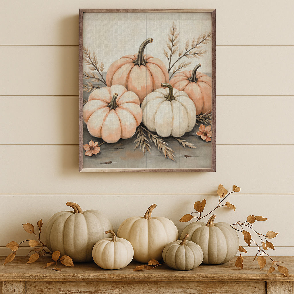 Pumpkins And Grass Printed and Framed Wall Sign