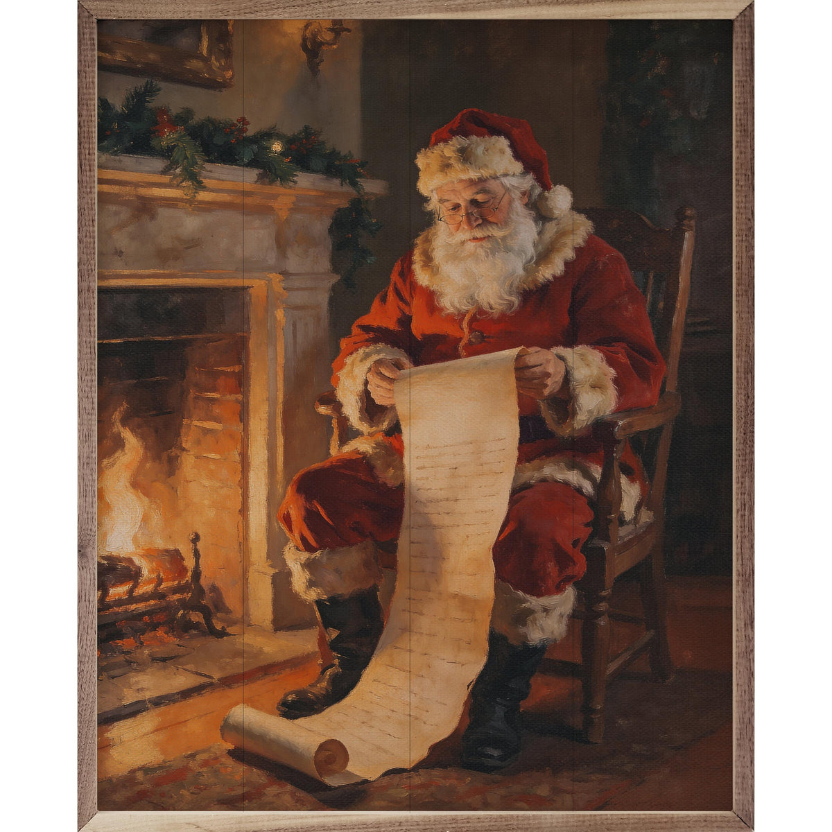 Santa's Long List Printed and Framed Wall Sign