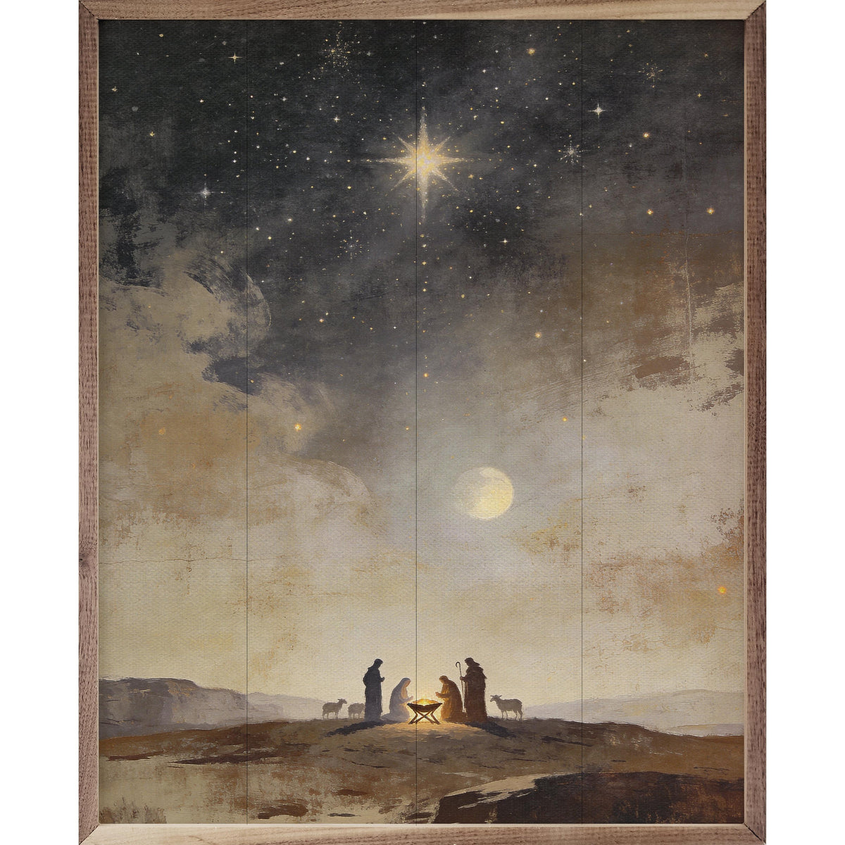 Silent Night Nativity Printed and Framed Wall Sign
