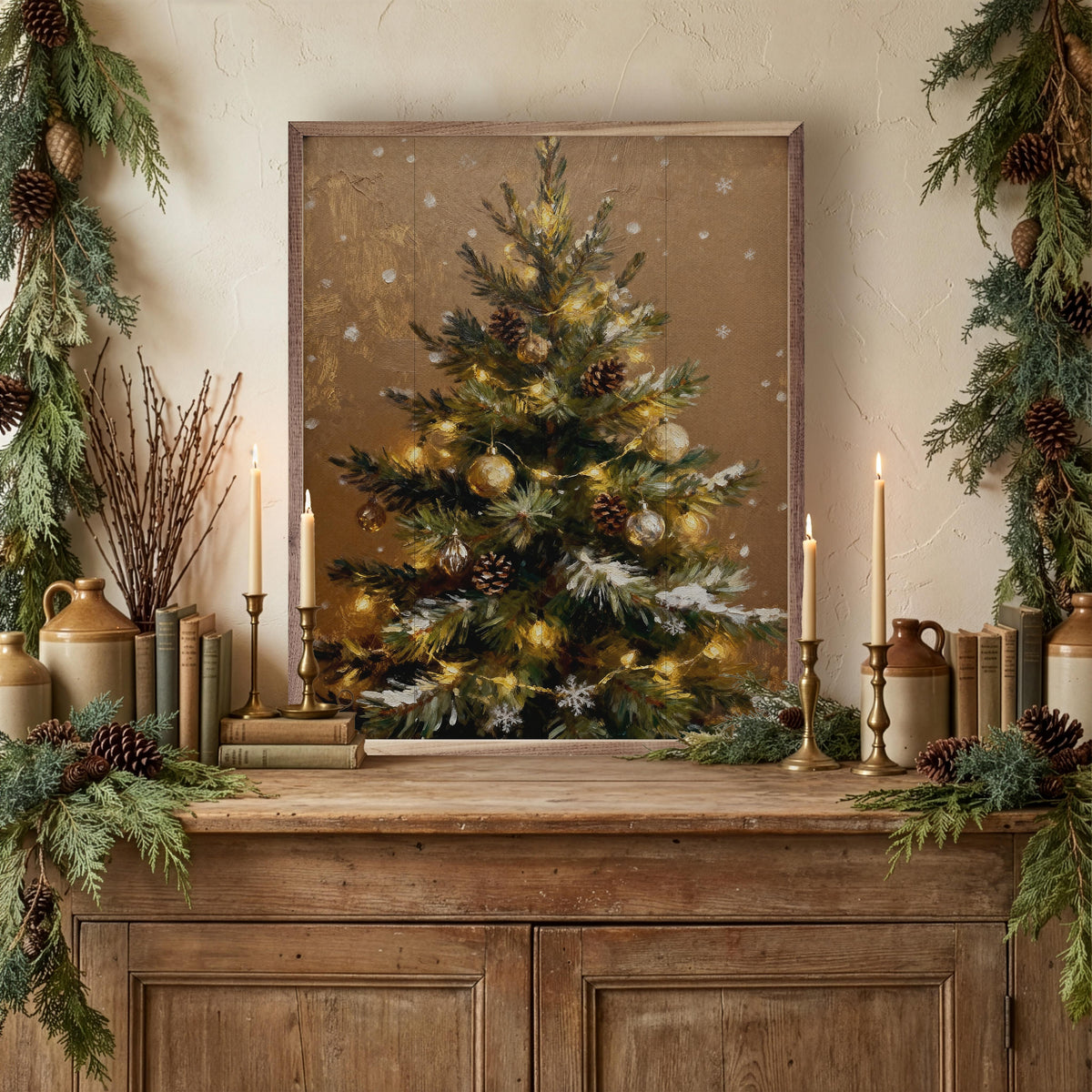 Christmas Tree Brown Printed and Framed Wall Sign