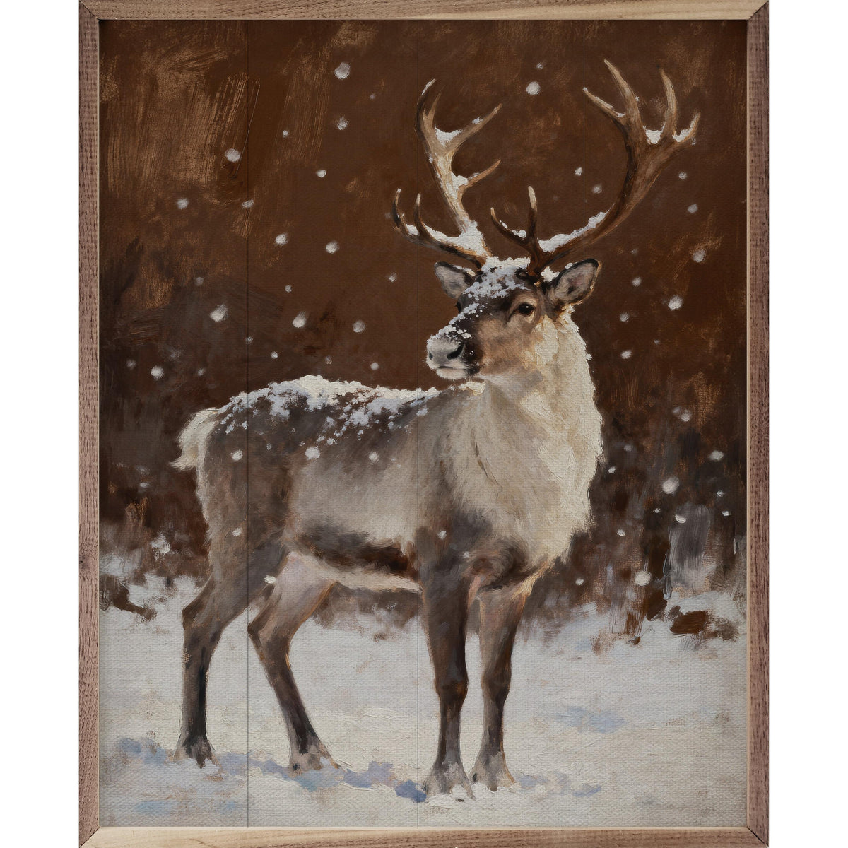 Reindeer Brown Looking Left Printed and Framed Wall Sign