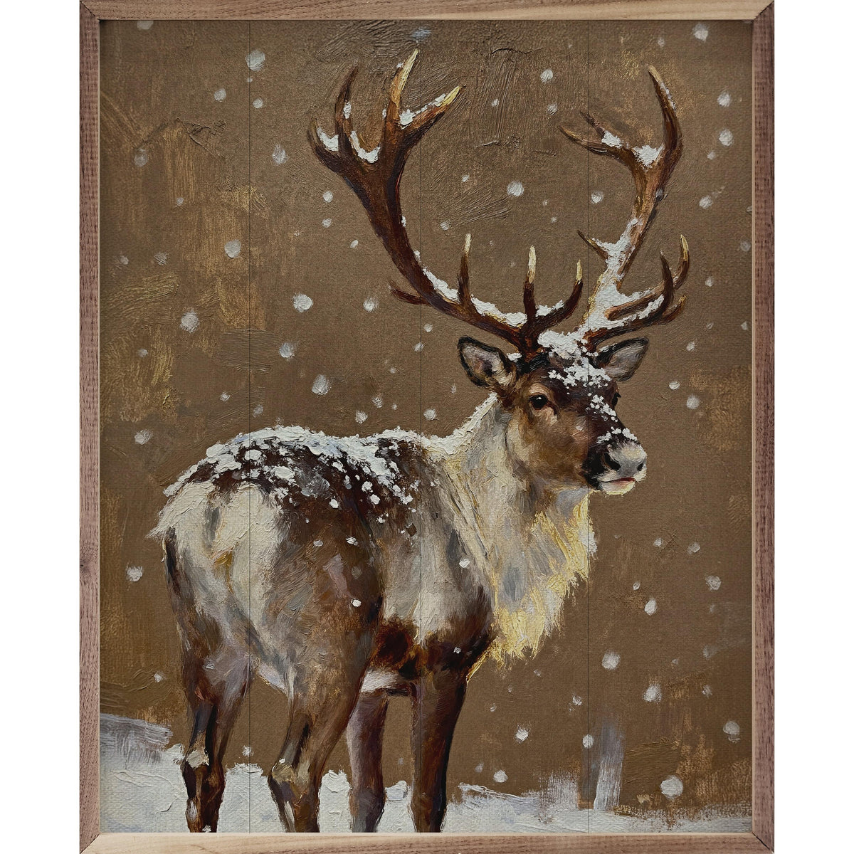 Reindeer Brown Looking Right Printed and Framed Wall Sign