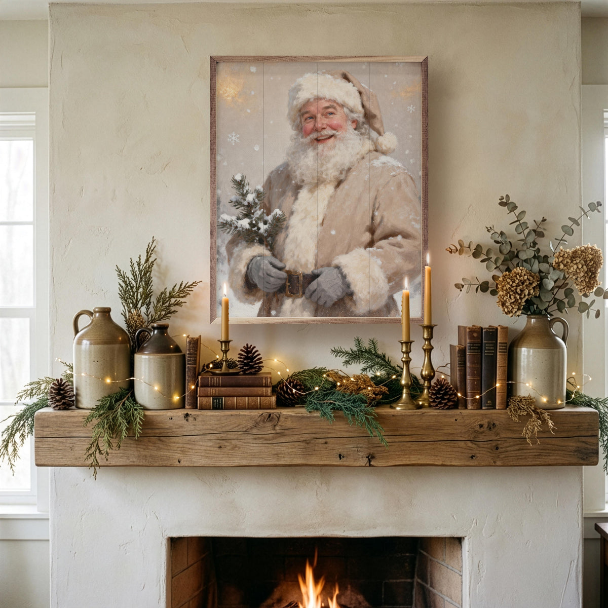 Saint Nicholas With Pine Branch Printed and Framed Wall Sign