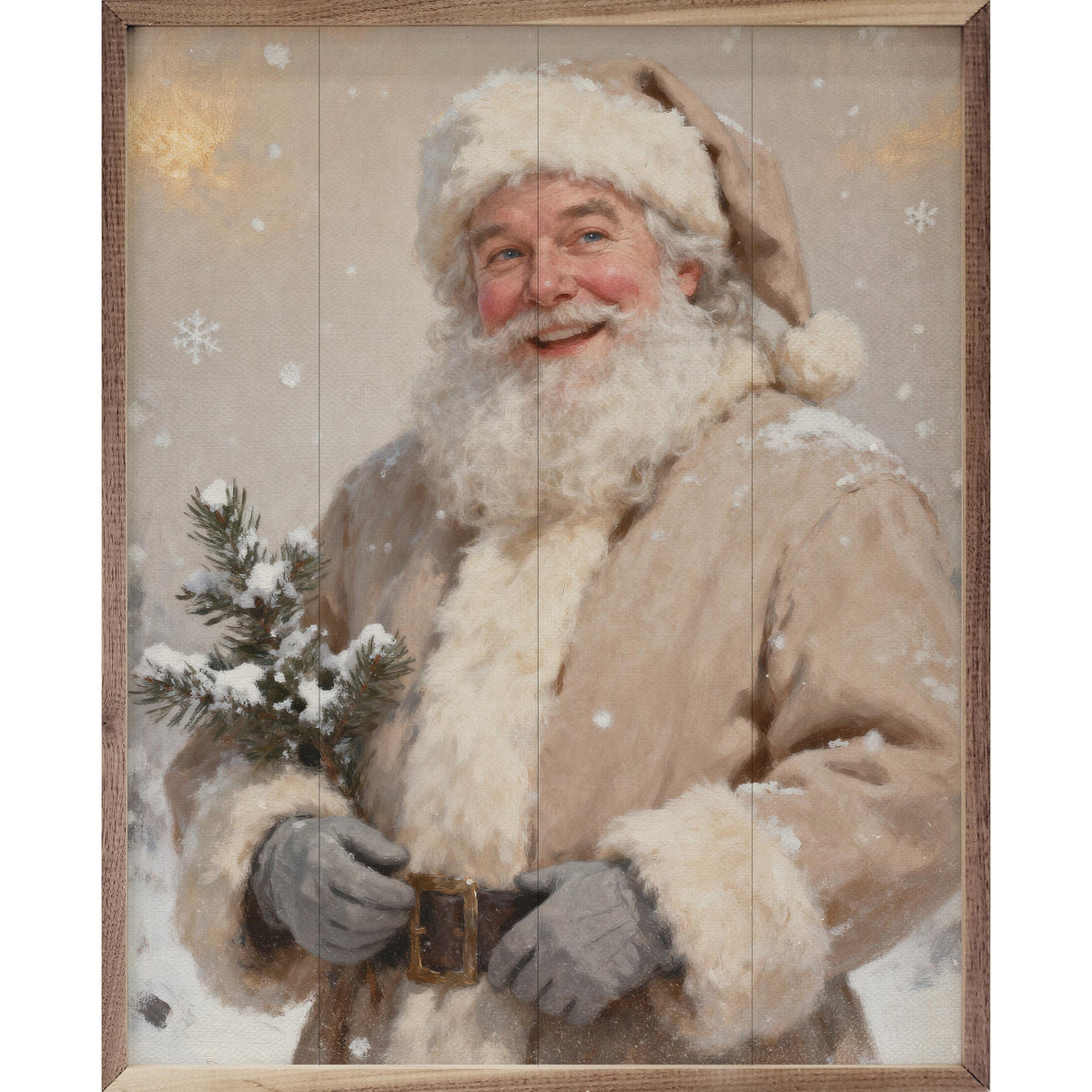 Saint Nicholas With Pine Branch Printed and Framed Wall Sign