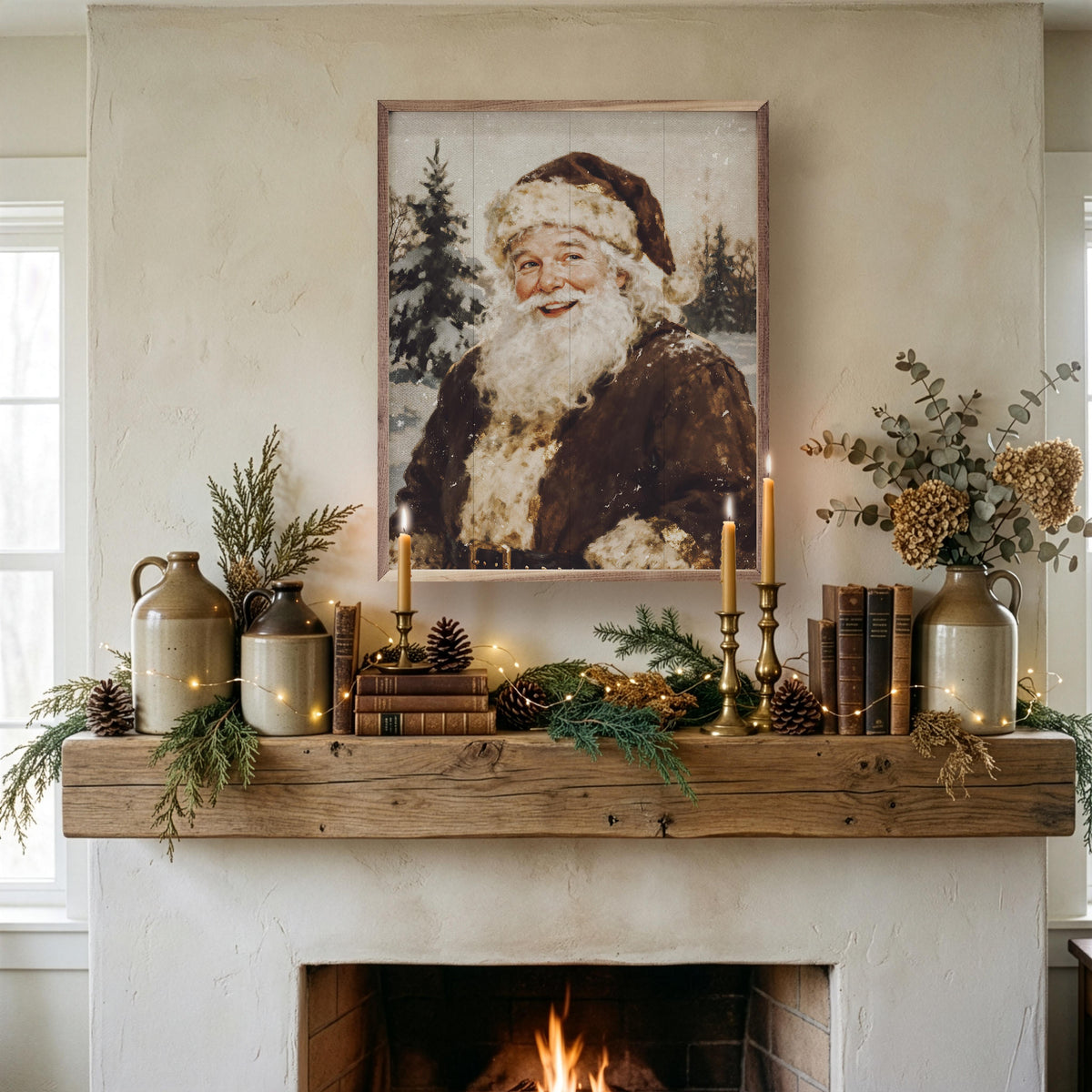 Santa In The Timber Printed and Framed Wall Sign