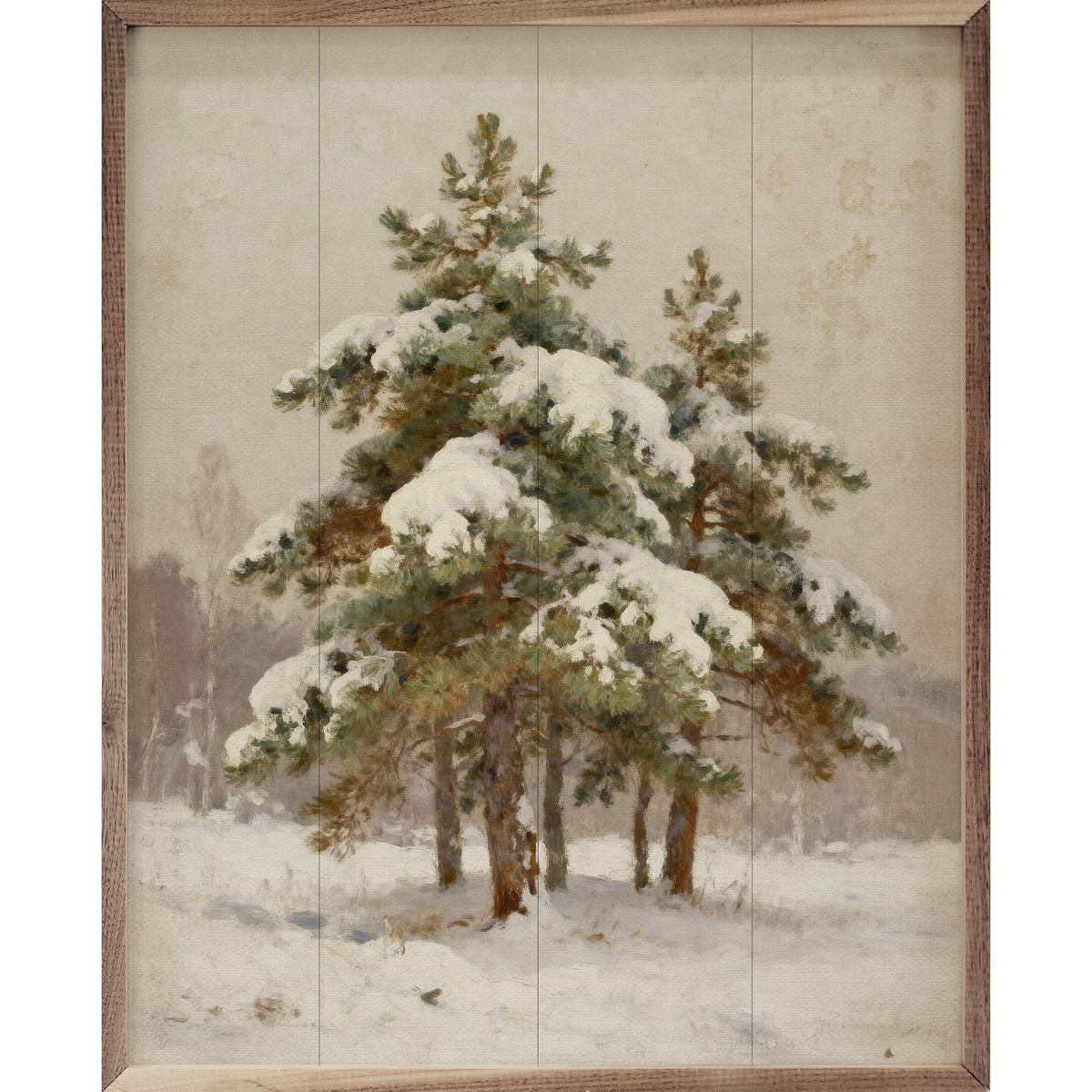 Snow Covered Pines Center Printed and Framed Wall Sign