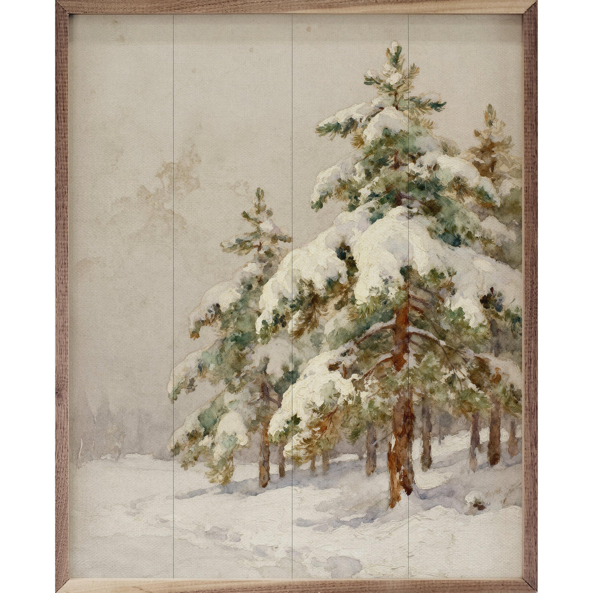 Snow Covered Pines Right Printed and Framed Wall Sign